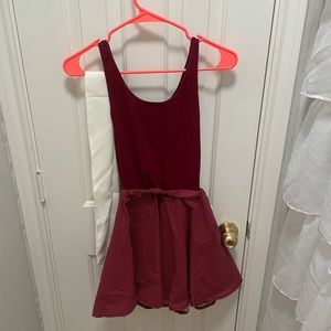 Maroon and white dress